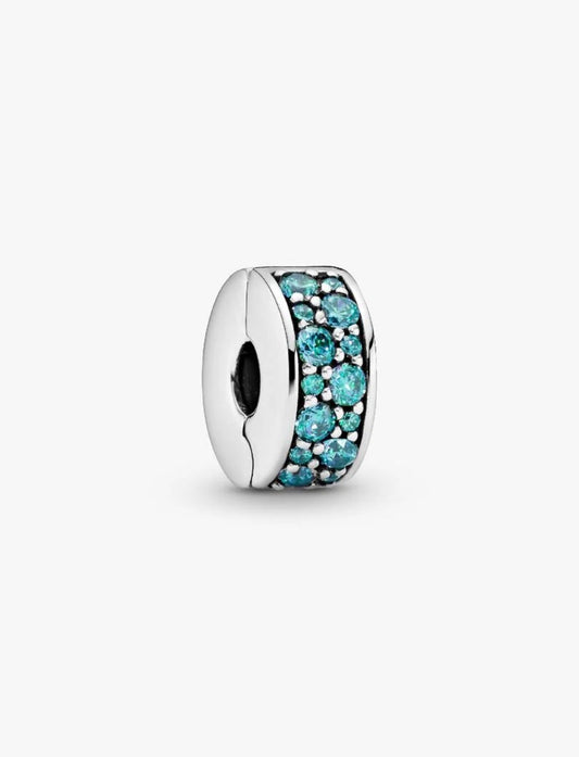 Pandora Teal Pavé Clip Charm