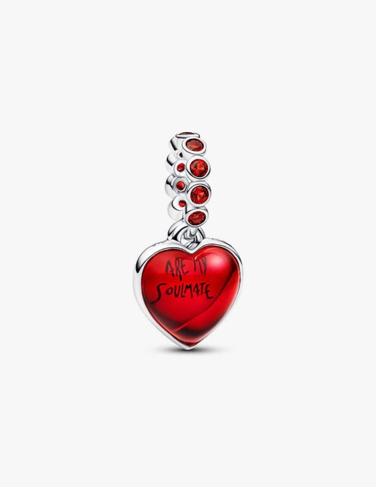 Pandora Red Murano Glass Heart Double Dangle Charm