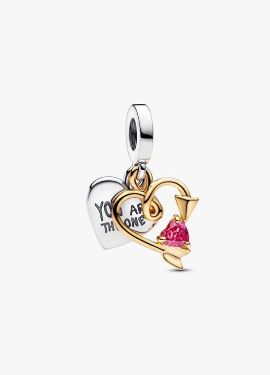 Pandora Engravable Heart & Arrow Double Dangle Charm