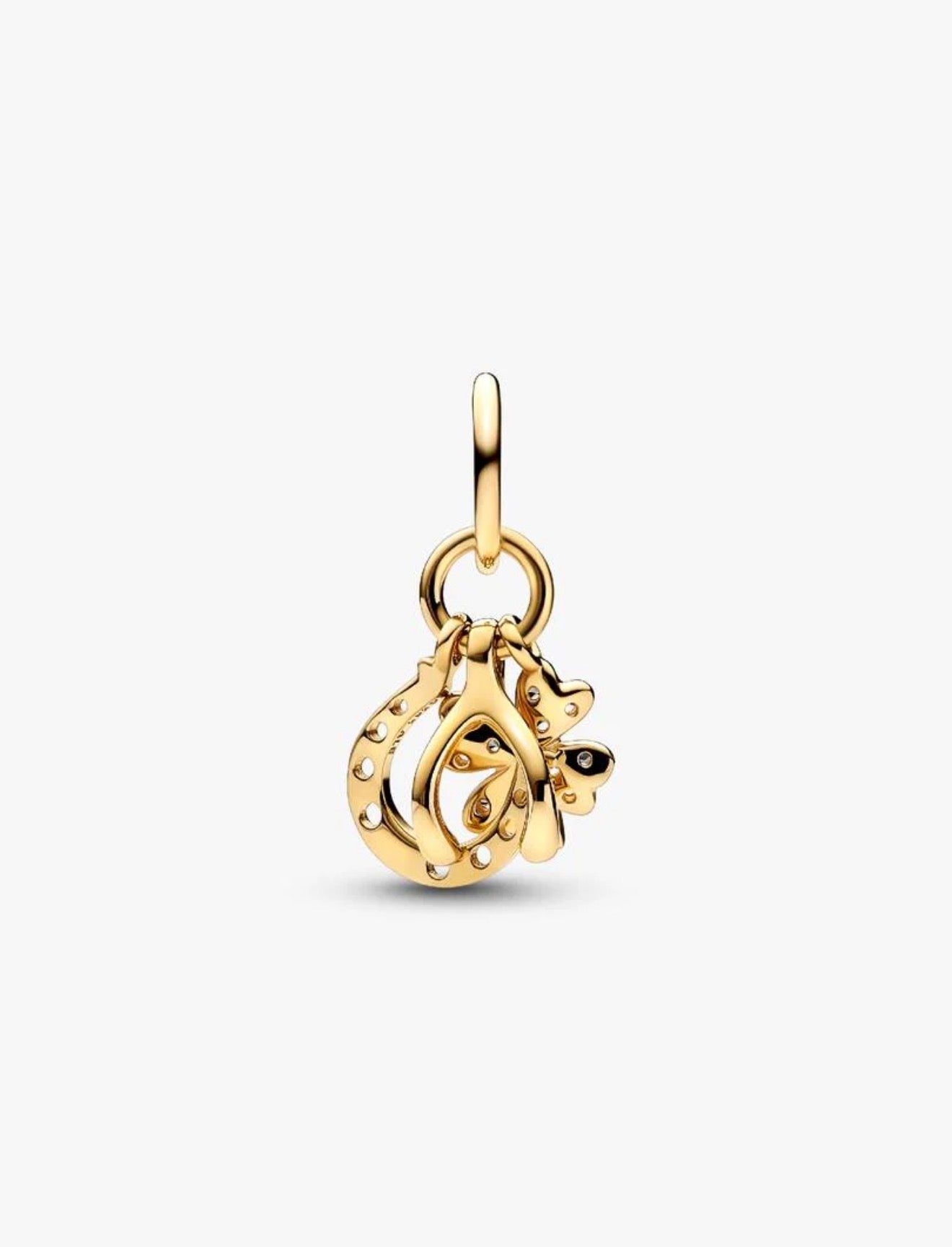 Pandora Lucky Clover, Wishbone & Horseshoe Dangle Charm