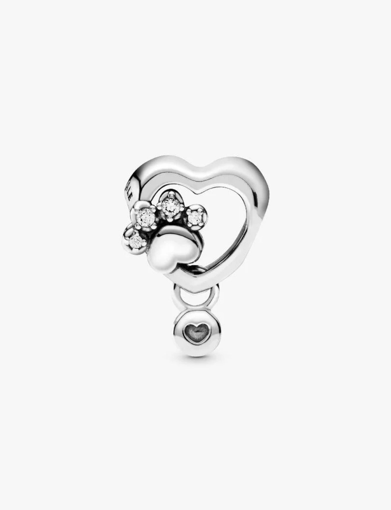 Pandora Sparkling Paw Print & Heart Charm