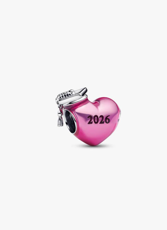 Pandora Graduation 2026 Pink Heart Charm