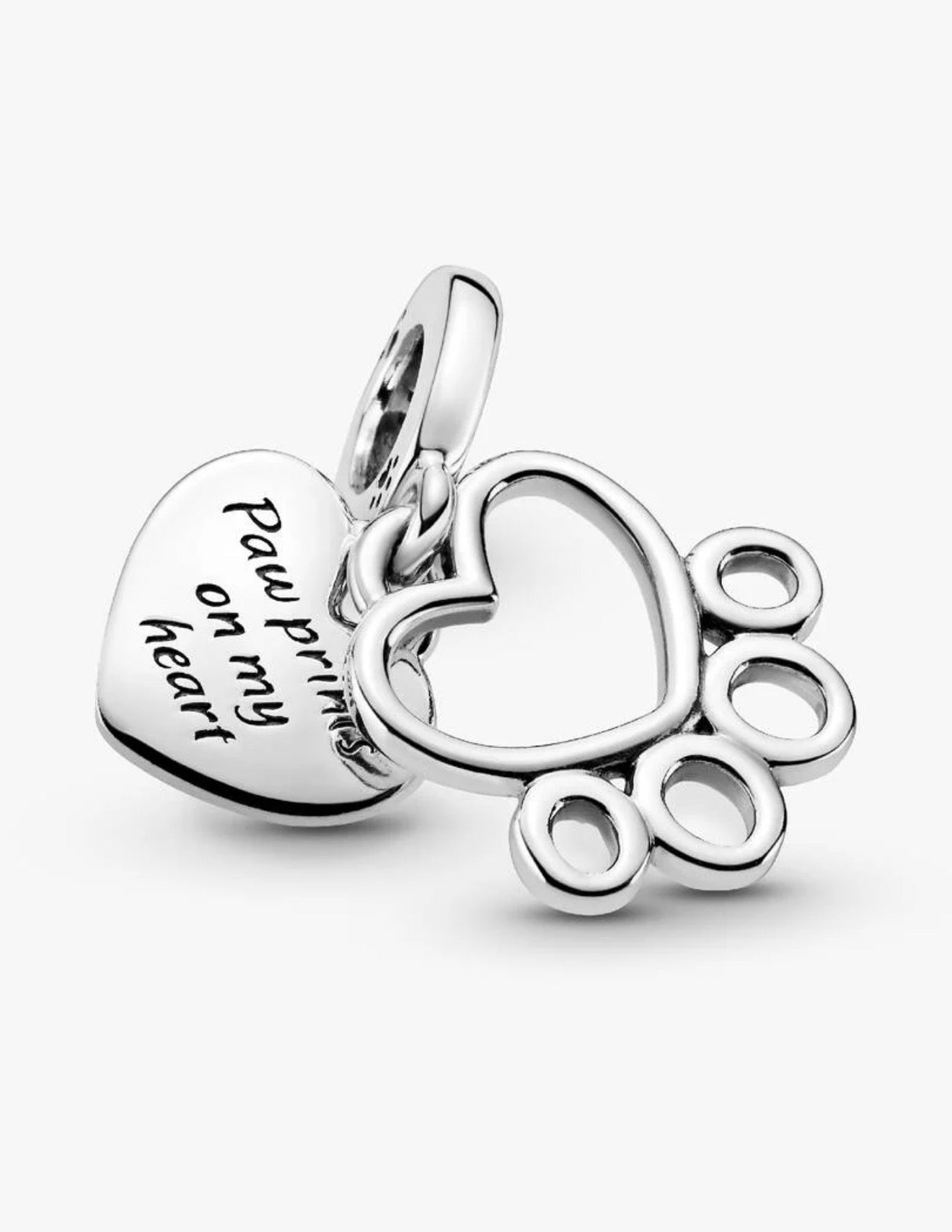 Pandora Hearts & Paw Print Dangle Charm