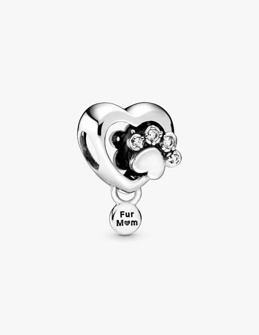 Pandora Sparkling Paw Print & Heart Charm